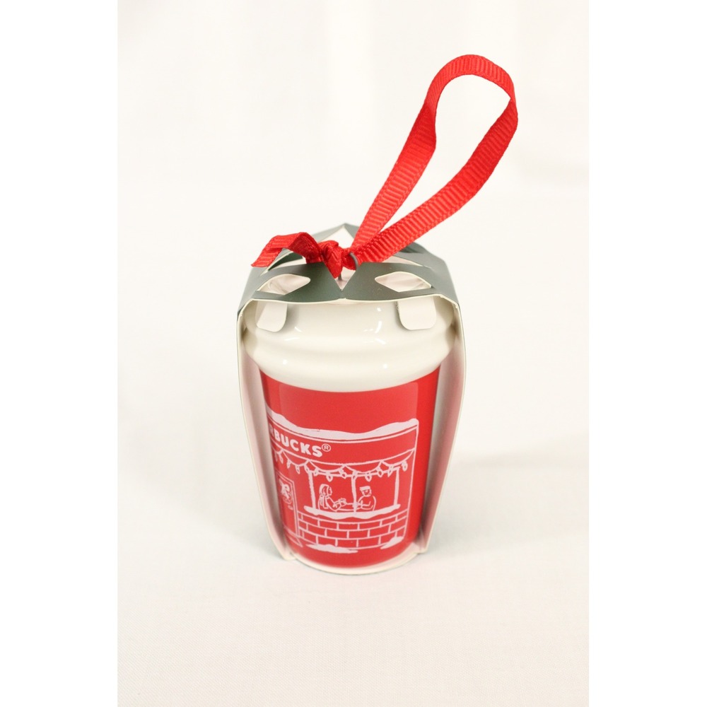 Starbucks Ornament Coffee Cup Red Ceramic Holiday Cheers Logo Mini Mug NEW